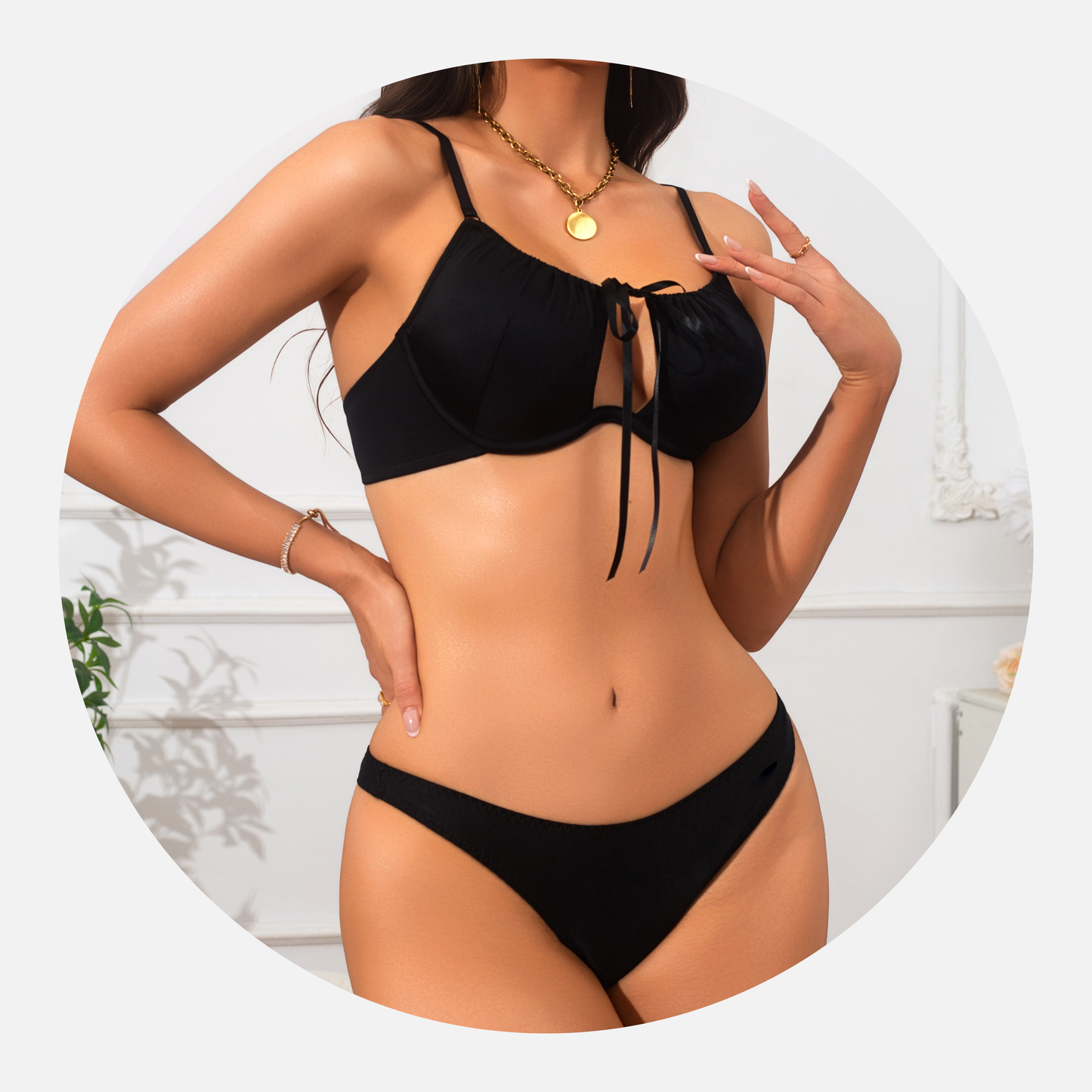 Midnight Allure Tie-Front Lingerie Set